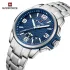NAVIFORCE 9215 Men Wristwatch Top Brand Luxury Waterproof Watch Original Stainless Steel Sport Military Quartz Male Clock - Silver Blue